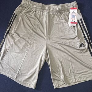 adidas Men's Gray Athletic Shorts with Black Stripes